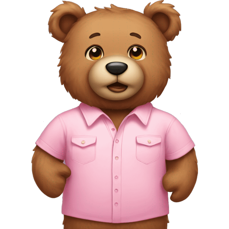 Brown Teddy bear wearing pastel pink shirt emoji