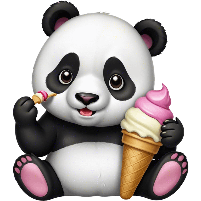 Panda eating ice cream emoji