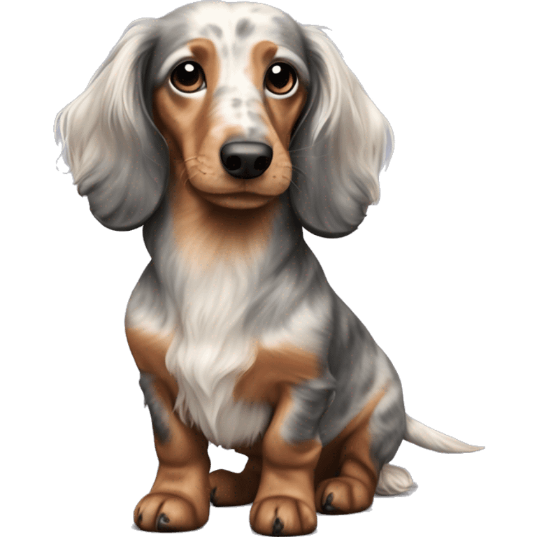 light Merle long haired Dachshund full body emoji