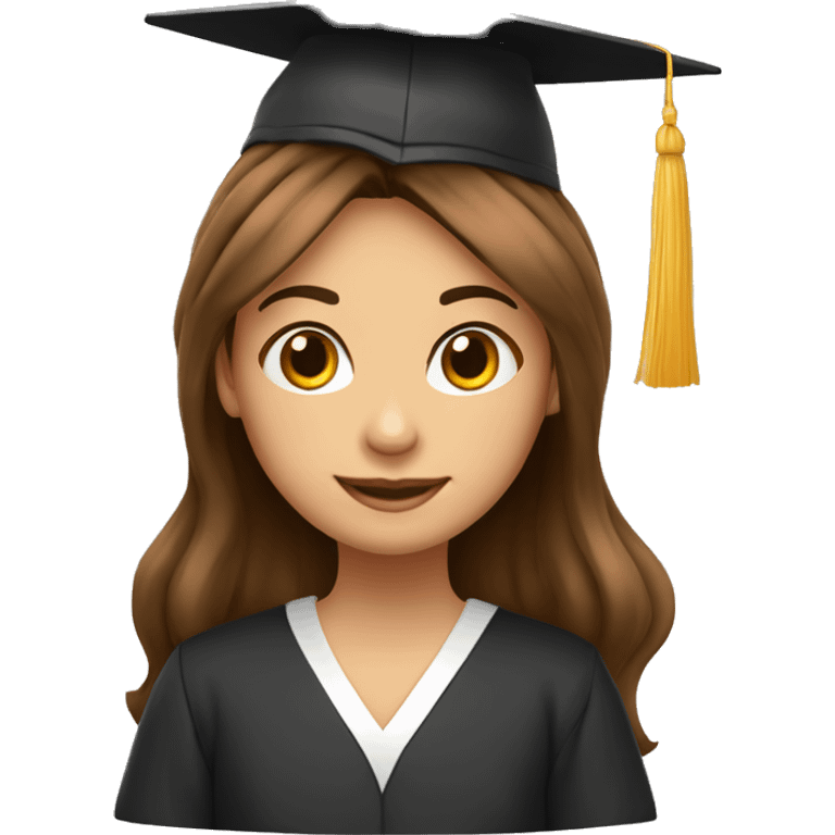 NIÑA PELO MARRON LARGO, CON ANTEOJOS Y GORRO DE GRADUACION  emoji