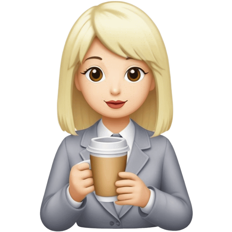 Pigeon with blonde wig with a coffee emoji