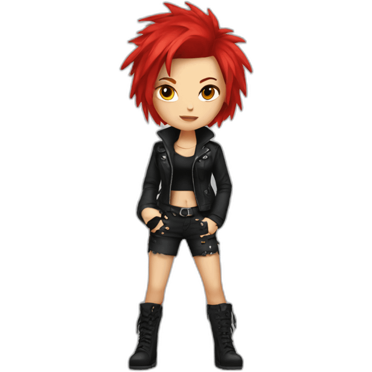 Female punk,red and black short hair emoji