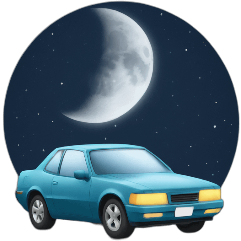 moon shining on a car emoji