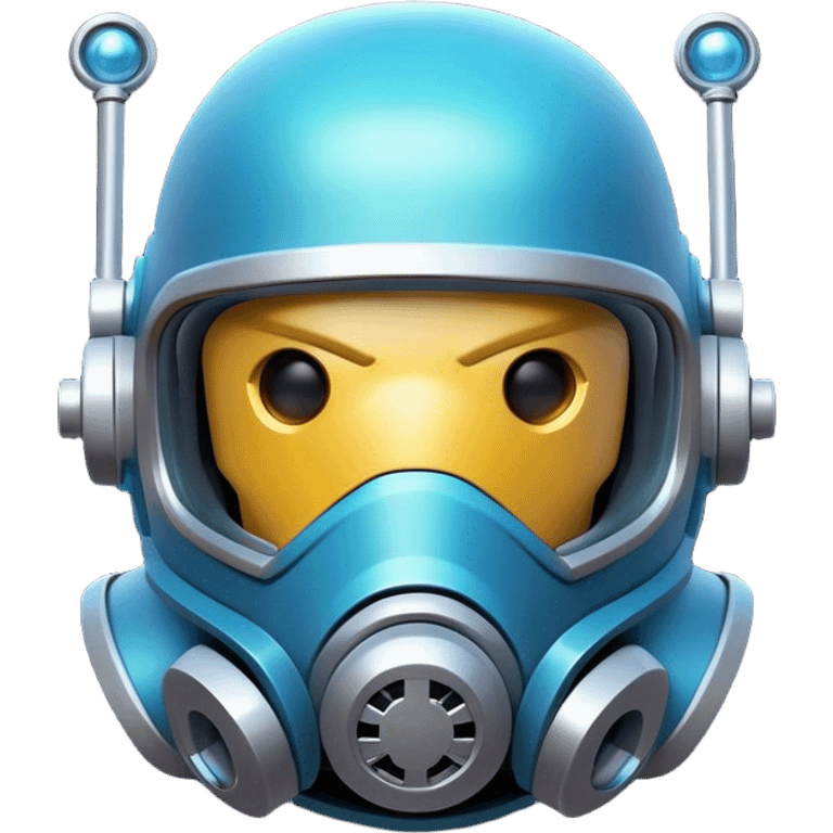 Clash of Clans aesthetic: Cinematic Playful 3D Isometric Space Helmet Emoji, rendered in a 3D vector-style similar to standard emojis with minimal shading and bold, simplified shapes. A compact, distinct form with signature details, softly glowing with a futuristic sci-fi warfare charm. Simplified yet unmistakably iconic, highly detailed and consistent, glowing with a soft radiance and high shine. Stylized with a touch of high-tech brilliance and a soft glowing outline, capturing the essence of a beloved gaming relic with a friendly, playful manner! emoji