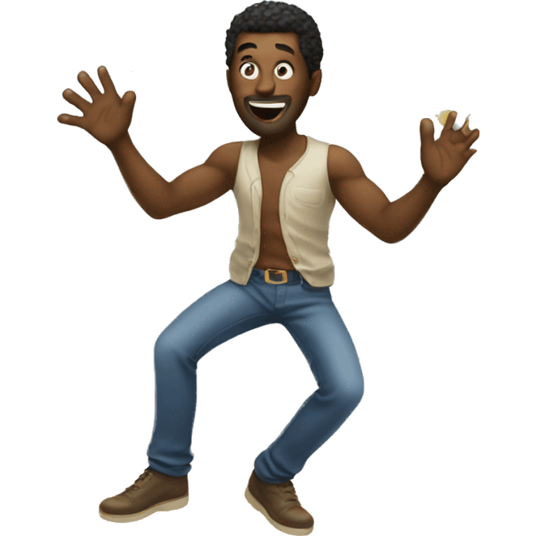 Man throwing party African amercian emoji