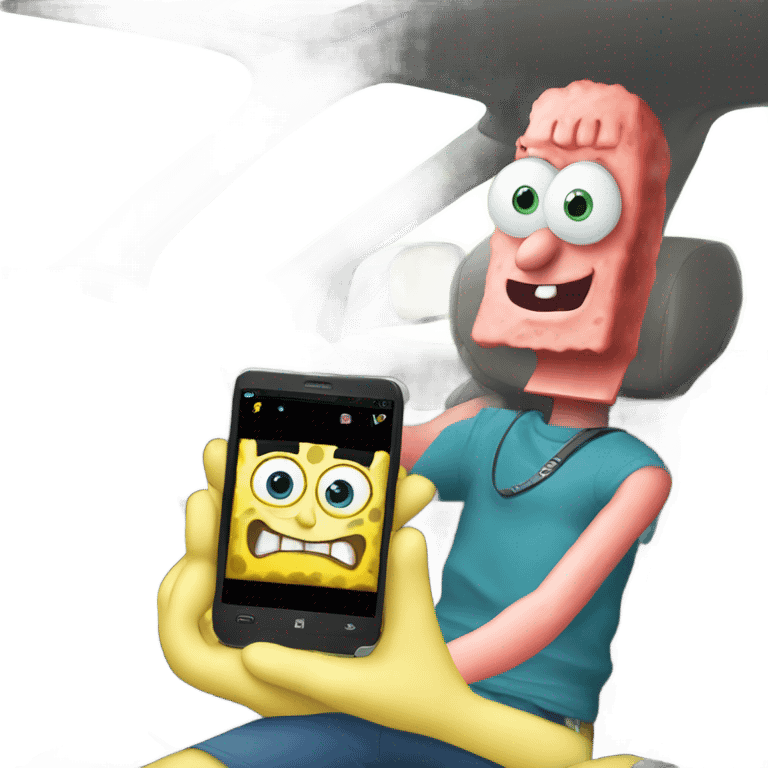 SpongeBob with a Nokia in a Honda  emoji