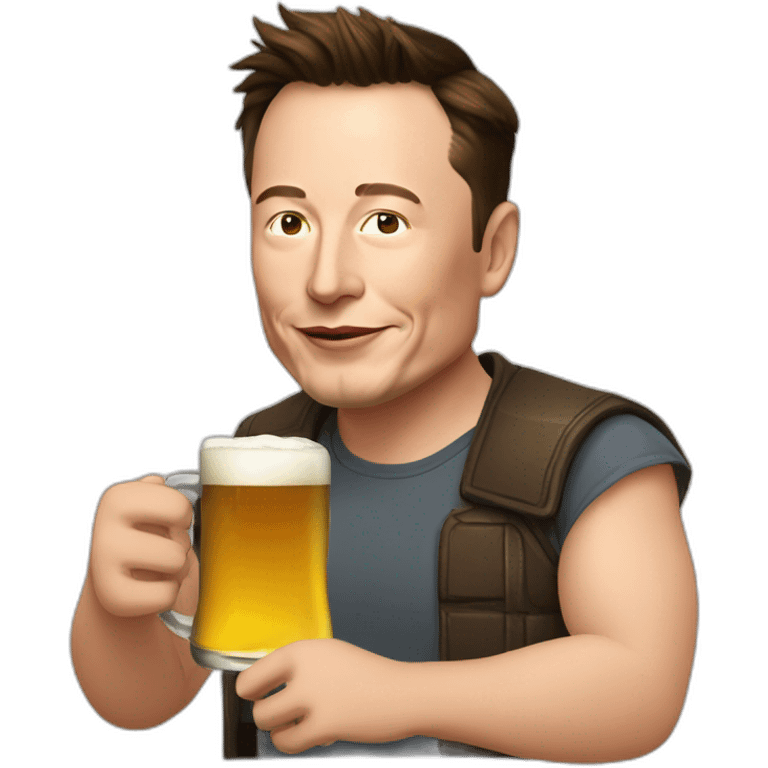 Elon Musk drinking a beer emoji