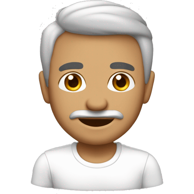 hombre, 45 años, piel morena, pelo corto, ojos marrones, sonrisa, camiseta blanca emoji