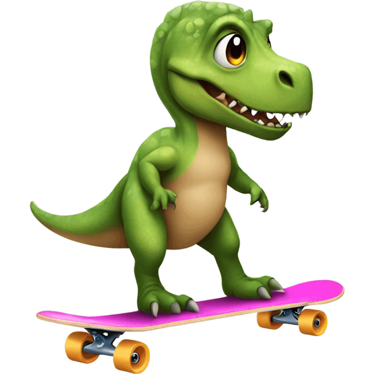 Dinosaur on a skateboard wearing a tutu emoji