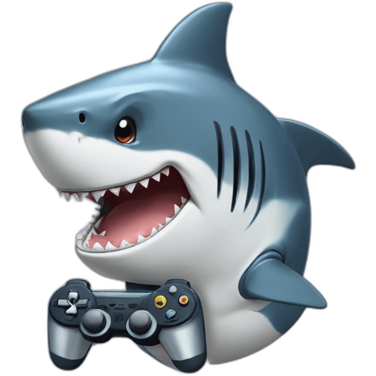 shark playing videogames emoji