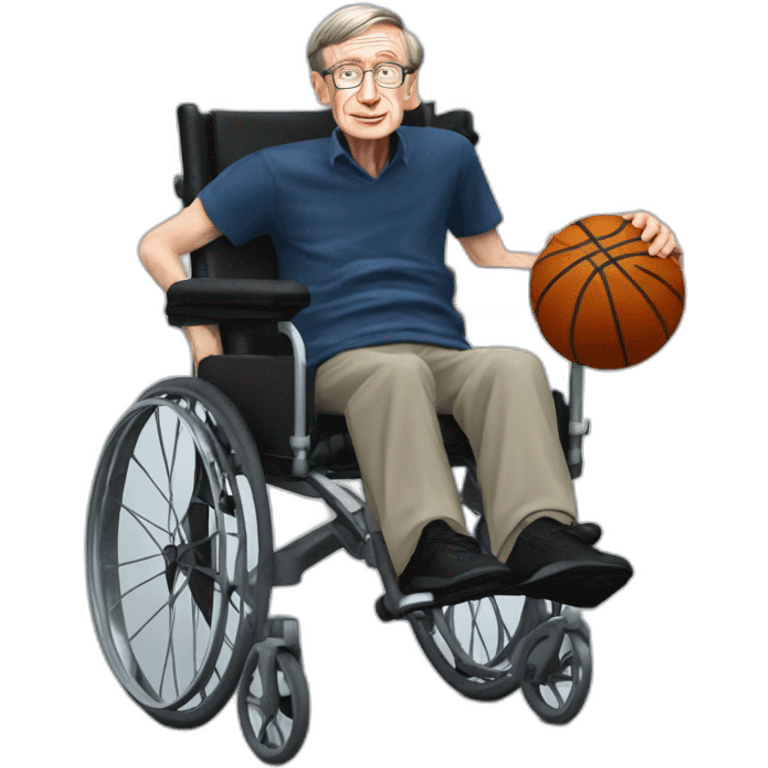 stephen hawking in wheelchair slam dunking basketball emoji