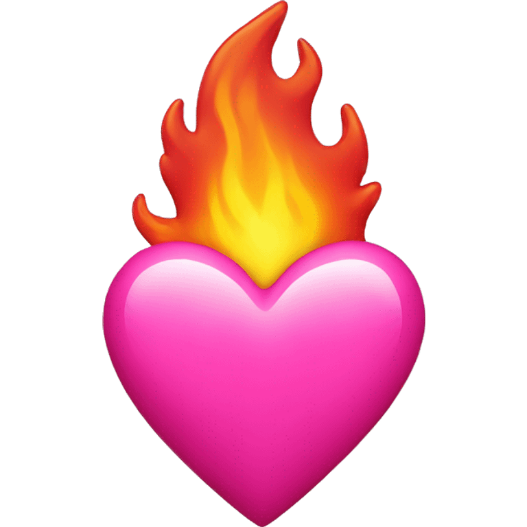 glossy pink heart on fire emoji