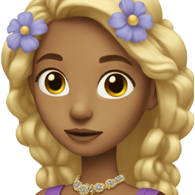 dark-blonde girl with flowers and jewelry emoji