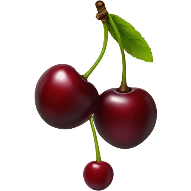 two burgundy cherries on black stem emoji