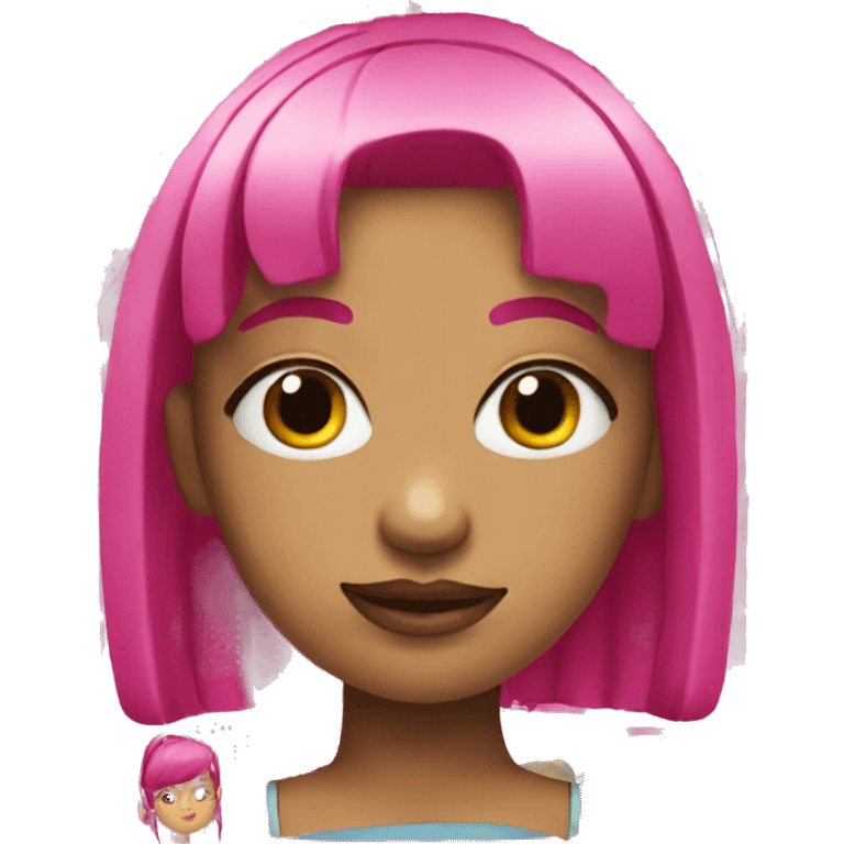 girl with hot pink hair and micro bangs emoji