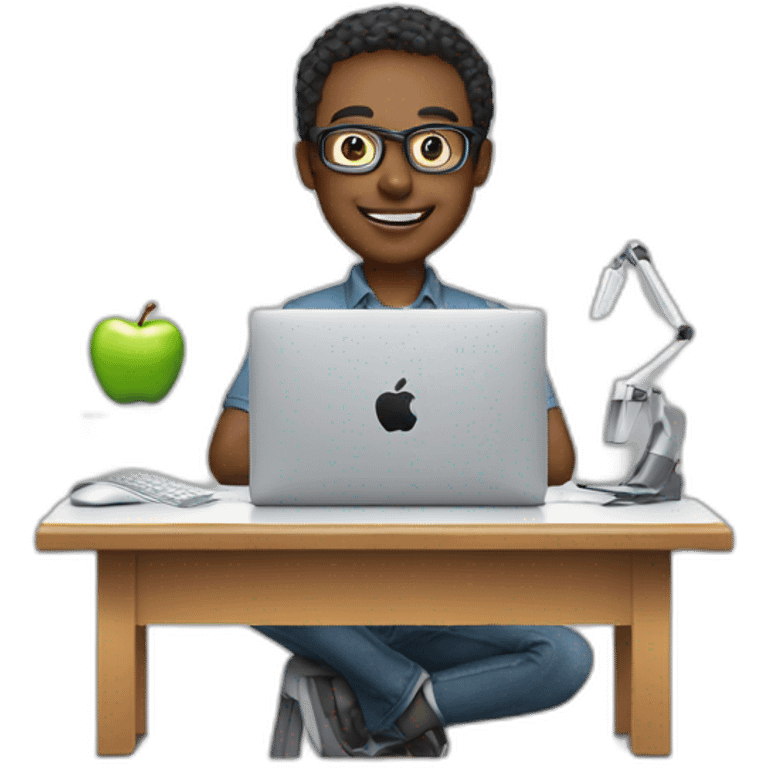 Computer engineer on desk with laptop Apple MacBook Pro  emoji