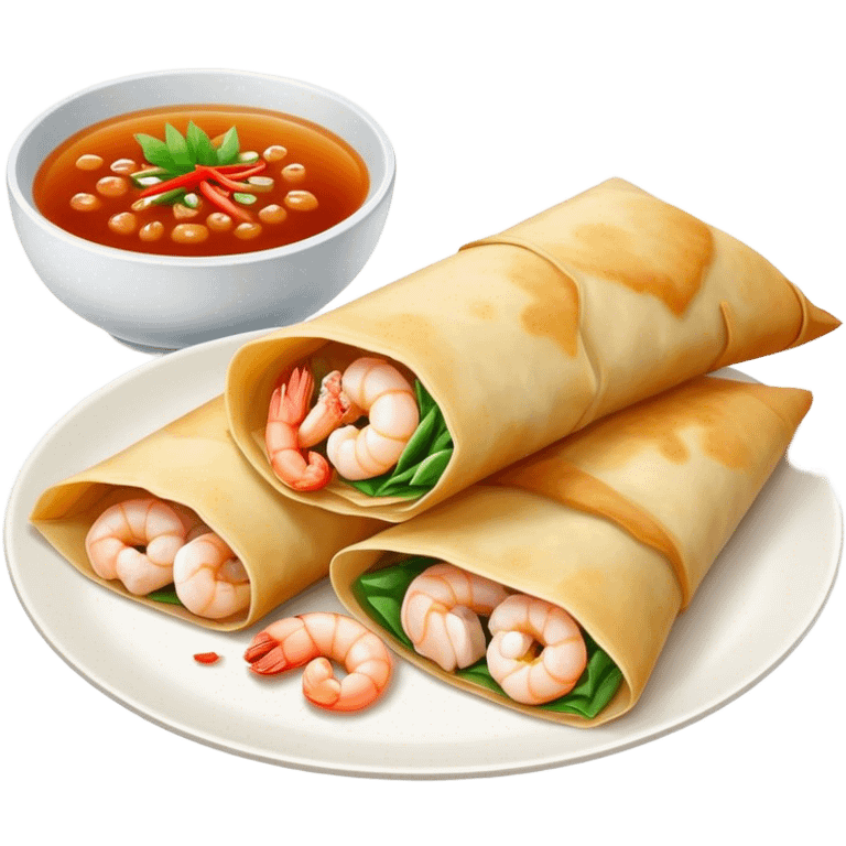 Bánh Xèo Cinematic Realistic Bánh Xèo Dish Emoji, depicted as a crispy, folded crepe filled with shrimp and pork, rendered with dynamic textures and vibrant, appetizing lighting. emoji