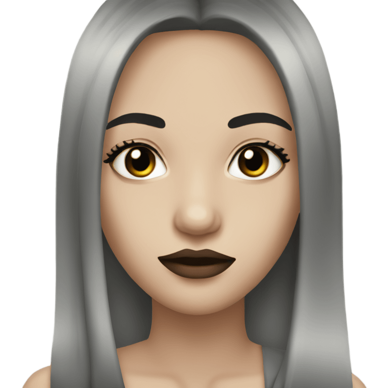 girl with black eyes and black long straight hair full lips  emoji