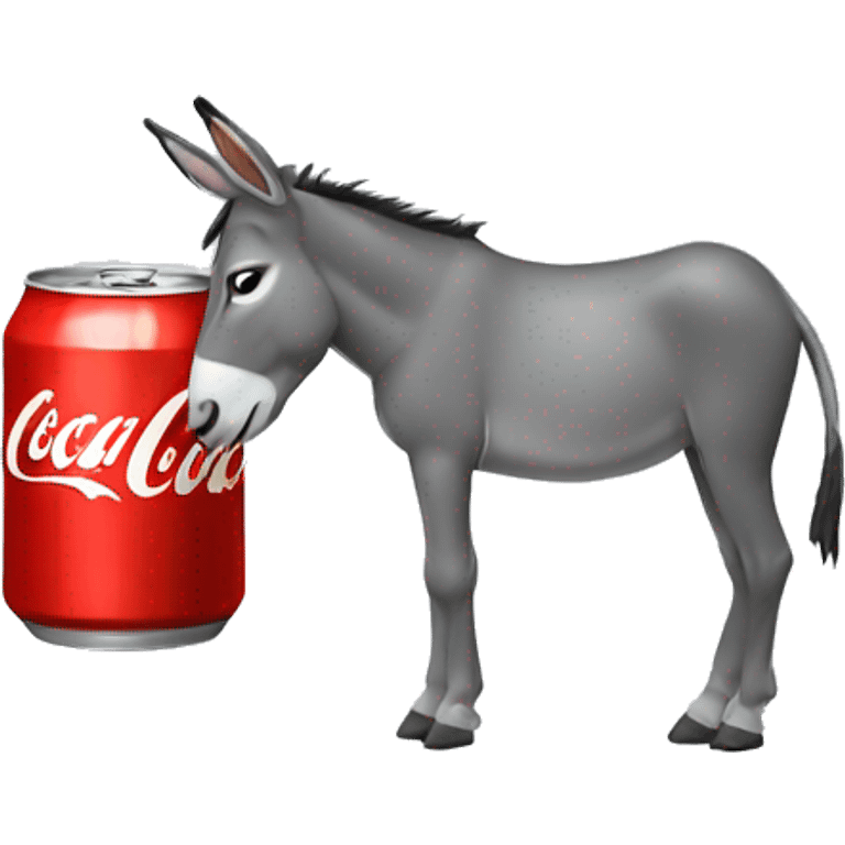 A donkey drinking a can of coke emoji