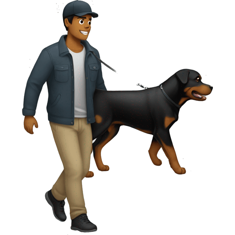 man waling rottweiler emoji