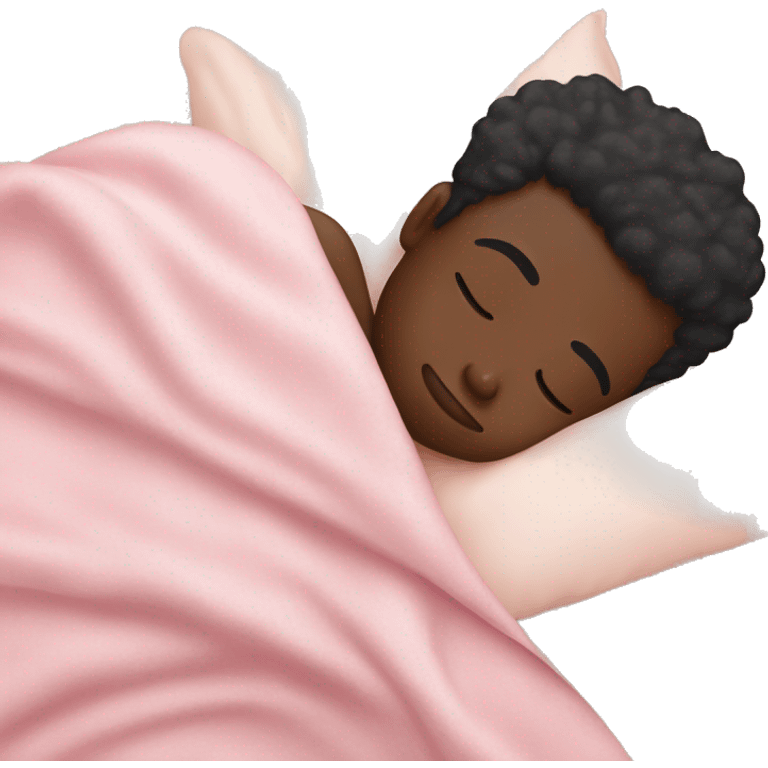 Black boy sleeping with pastel pink blanket emoji