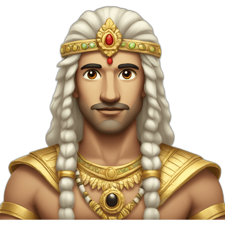 handsome white skin indian king with black eyes and hair emoji