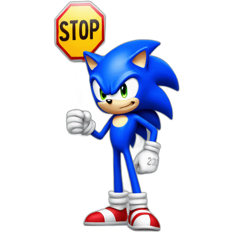 sonic holding stop signboard emoji