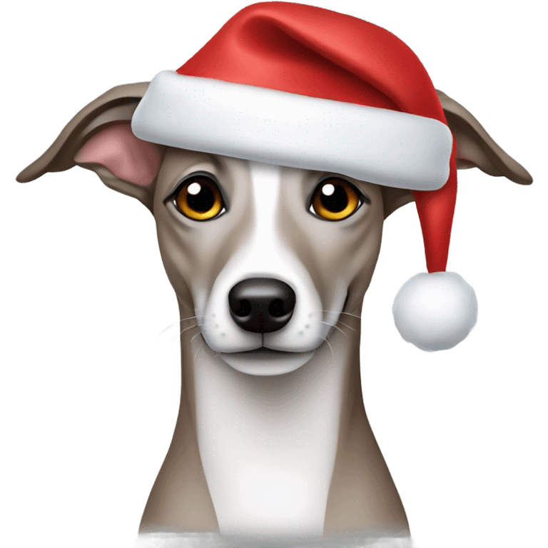 Whippet with christmas hat emoji