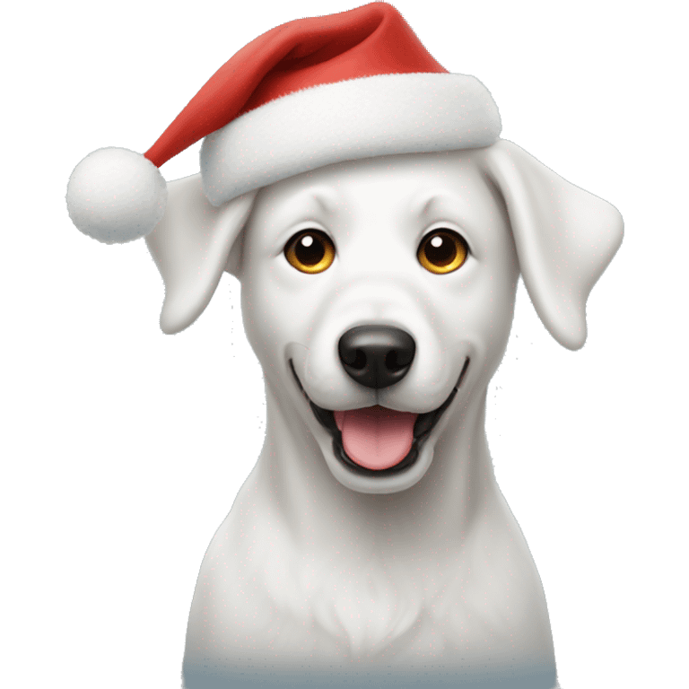 White dog whit a Christmas hat emoji