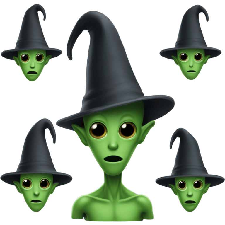 Alien wearing a wizard hat emoji