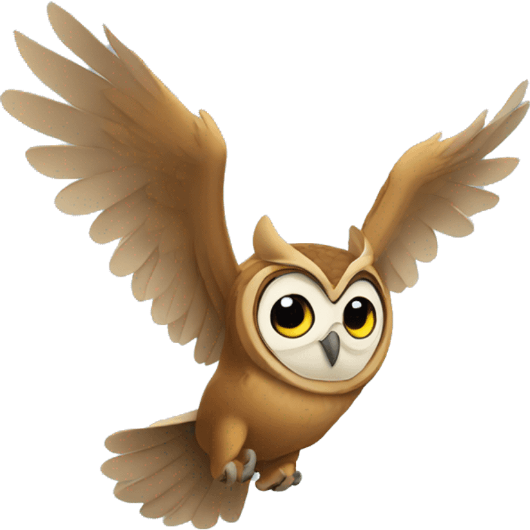 Owl flying with a message emoji