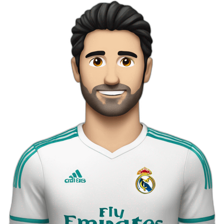 A white man with black hair supports Real Madrid emoji