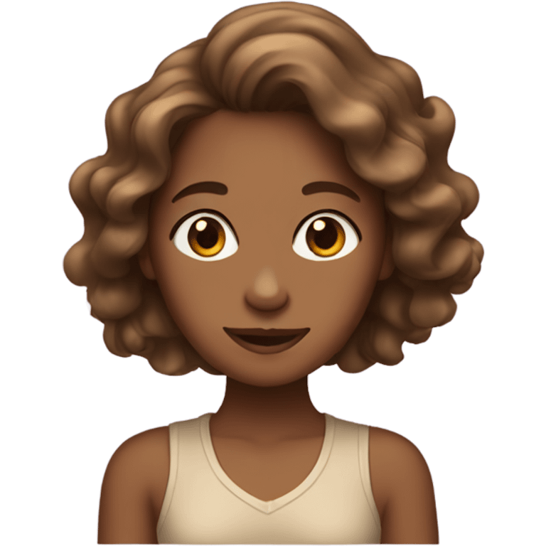 Tan girl with wavy brown hair emoji