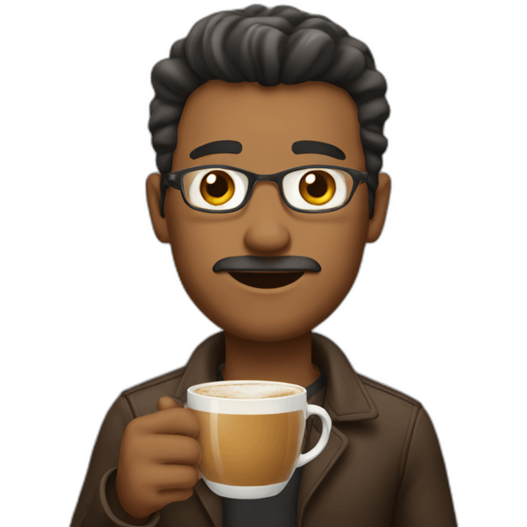 men with glass of coffee emoji