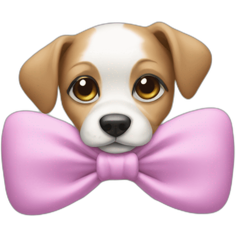 Puppy wearing sleep mask with a bow emoji