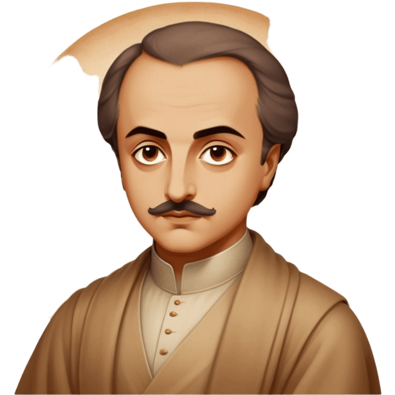 Cinematic Realistic Khalil Gibran Portrait Emoji, depicted as a poetic visionary with gentle thoughtful eyes in classic attire, rendered with soft textures and warm ethereal lighting that captures his literary spirit. emoji