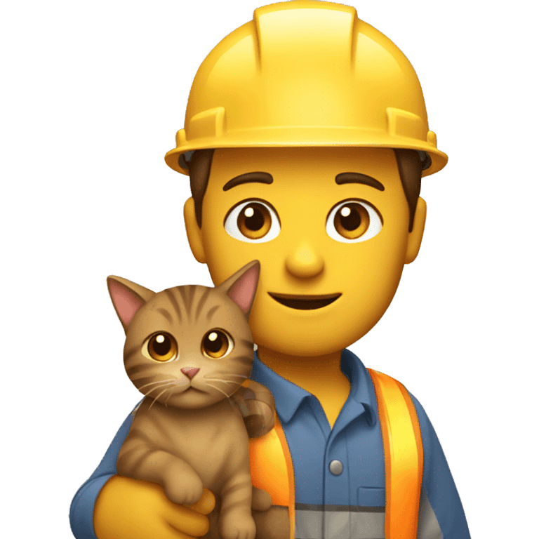 construction worker with brown cat  emoji