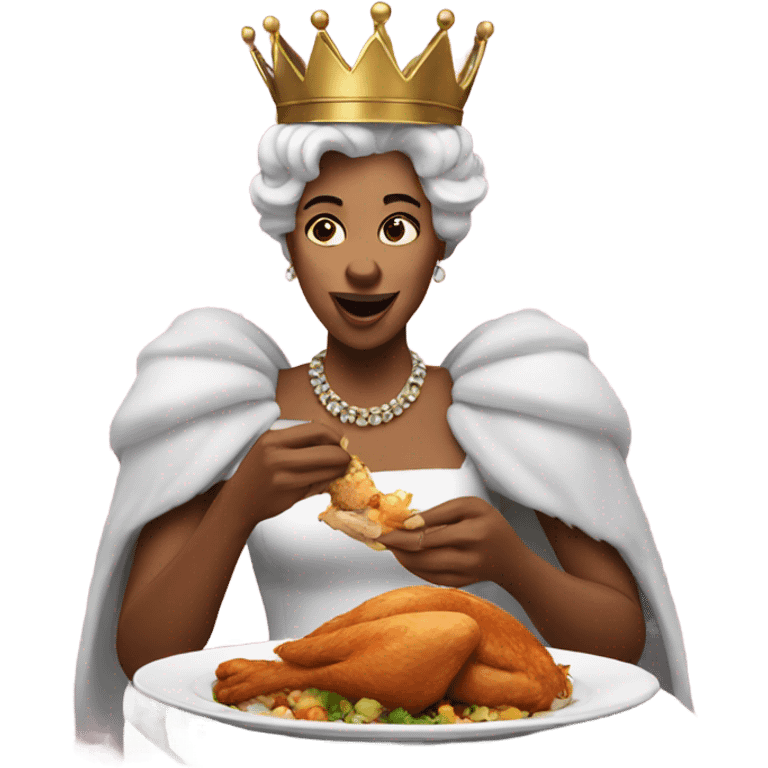 Queen eating chicken emoji