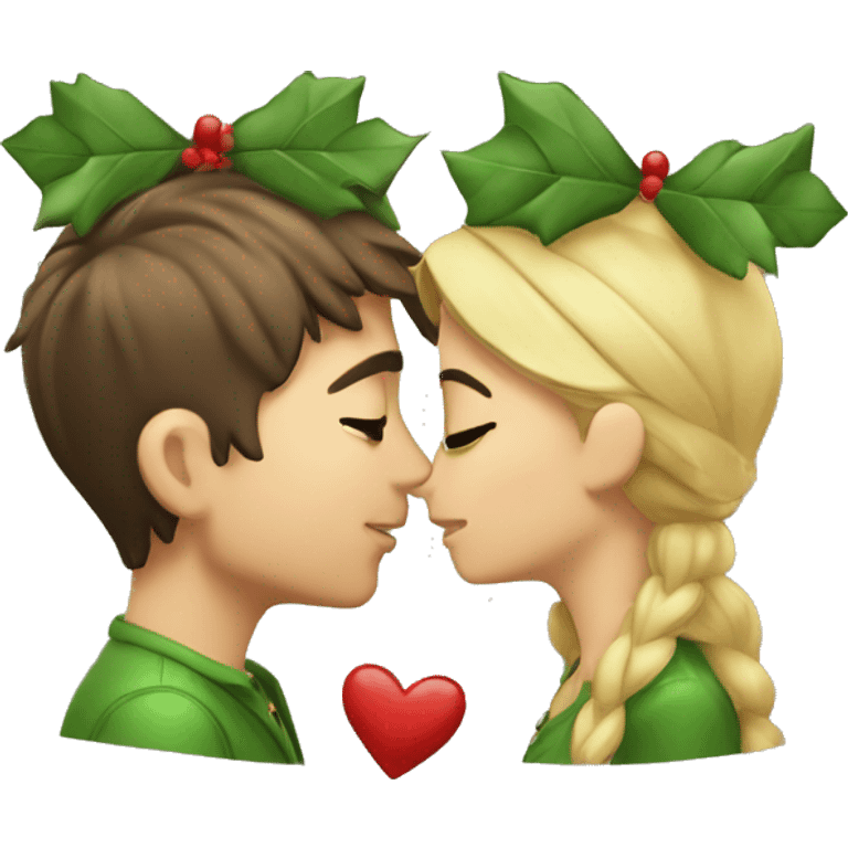 Kissing under the mistletoe two  emoji