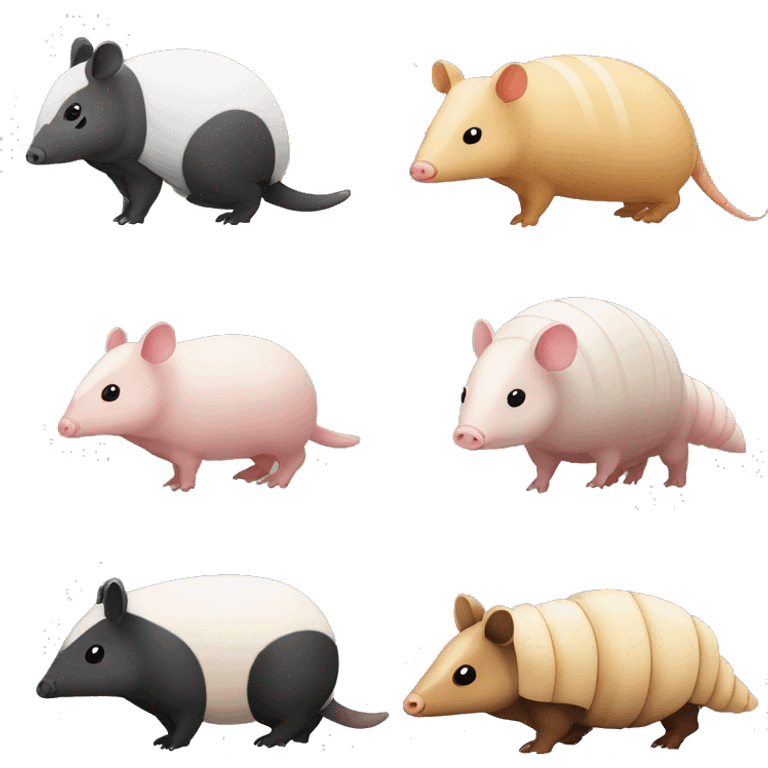 Black and white chubby armadillo pig panda centipede armadillo  emoji