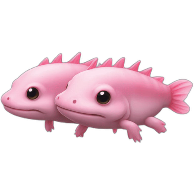 Three axolotls stacked on top of each other emoji