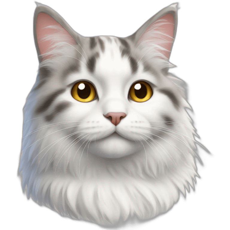 fluffy white and tabby cat emoji