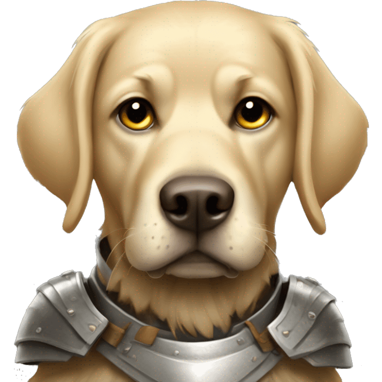 very shaggy labrador-like dog in protective armor emoji