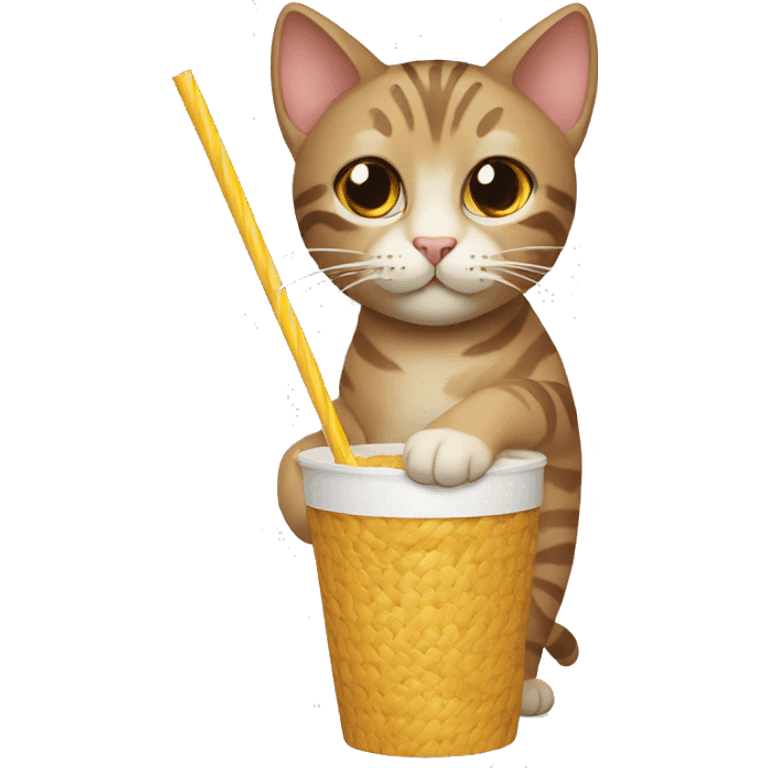 Cat holding a straw emoji