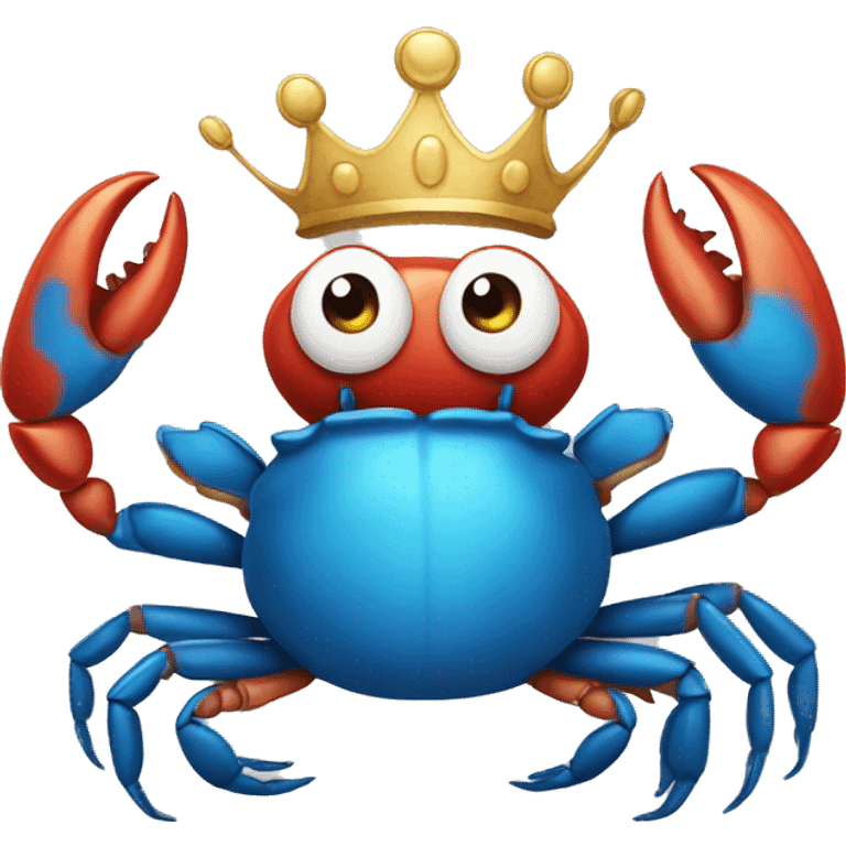 Crab wearing crown with hands up emoji