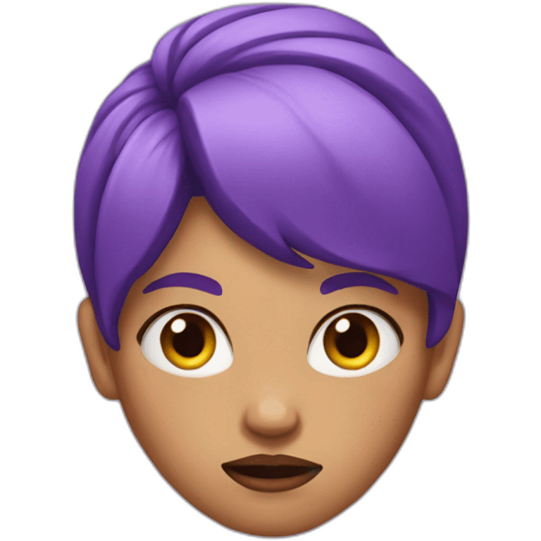 a woman with purple hair and purple bunny ears looking mad emoji