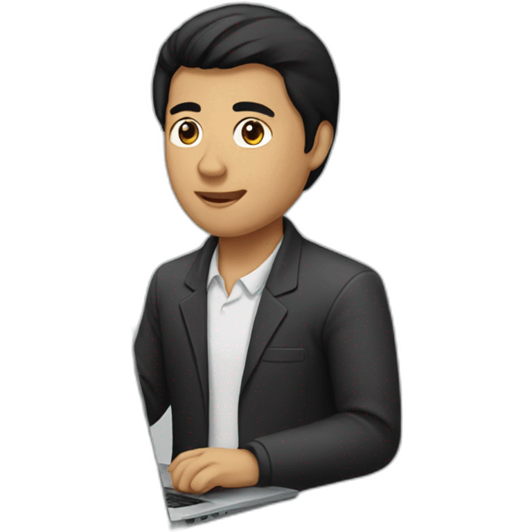 black hair central asian man with laptop emoji