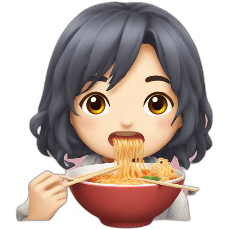 kaori miyazuno eating ramen emoji