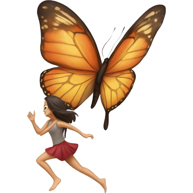 A butterfly chasing a gurl emoji