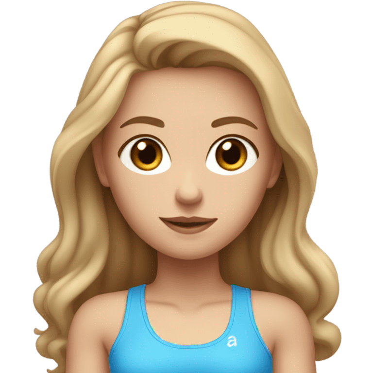 gym girl in crop top, light brown hair, blue eyes, caucasion emoji